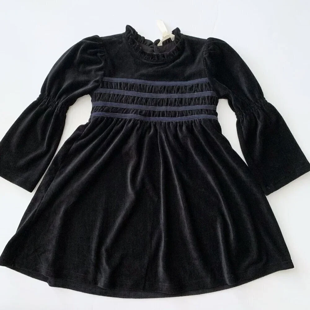 Matilda Jane Girl Black Stretch Corduroy Dress 6 years EUC